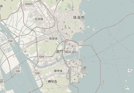 Map around Macau, China